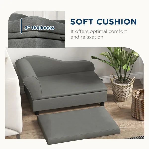 Elevated Dog Sofa Pet Bed with Storage Soft Cushion for Small Medium Dogs Gray - product image 6