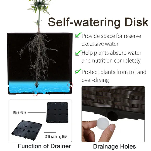 Outsunny Elevated Garden Bed, Brown Plastic 15x15, Self-Watering with Drainage DIY Kit - product image 5