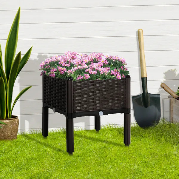 Outsunny Elevated Garden Bed, Brown Plastic 15x15, Self-Watering with Drainage DIY Kit - product image 10