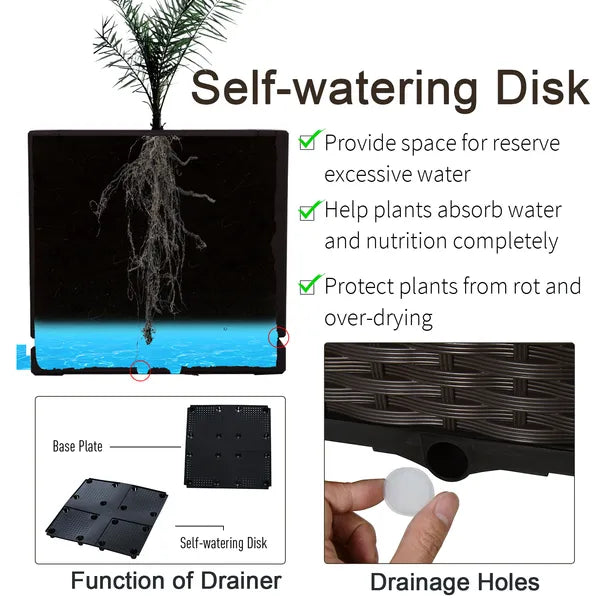 Outsunny Elevated Garden Bed, Brown Plastic 15x15, Self-Watering with Drainage DIY Kit - product image 7