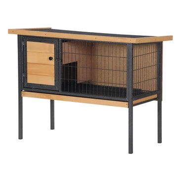 PawHut Elevated Outdoor Rabbit Hutch Wooden Pet House Bunny Cage with Removable Tray 36L x 17.75W x 27.5H Natural - product image 1