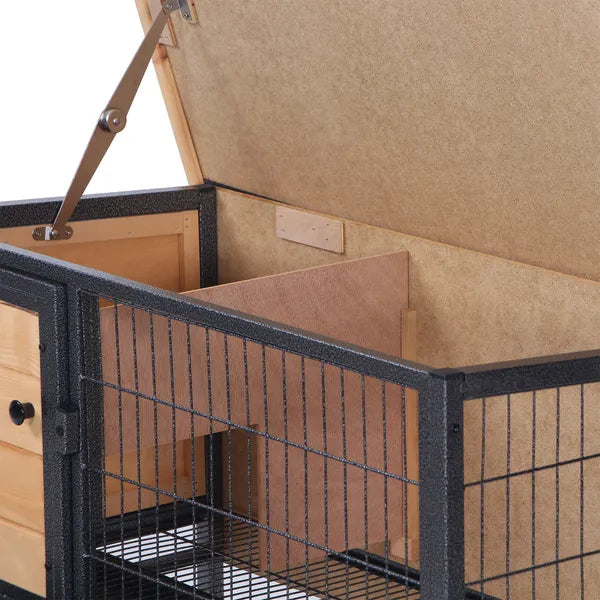 PawHut Elevated Outdoor Rabbit Hutch Wooden Pet House Bunny Cage with Removable Tray 36L x 17.75W x 27.5H Natural - product image 9