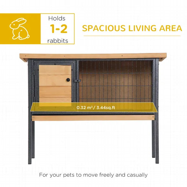 PawHut Elevated Outdoor Rabbit Hutch Wooden Pet House Bunny Cage with Removable Tray 36L x 17.75W x 27.5H Natural - product image 4