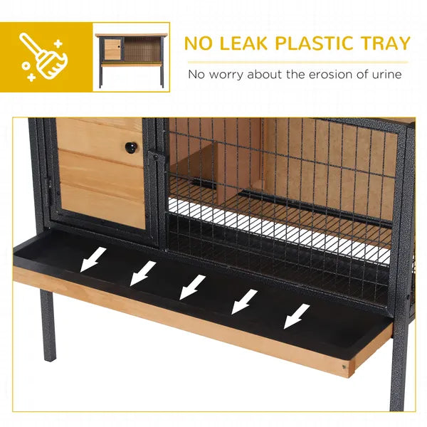 PawHut Elevated Outdoor Rabbit Hutch Wooden Pet House Bunny Cage with Removable Tray 36L x 17.75W x 27.5H Natural - product image 6