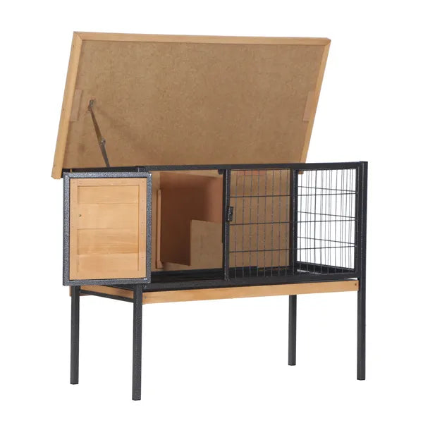 PawHut Elevated Outdoor Rabbit Hutch Wooden Pet House Bunny Cage with Removable Tray 36L x 17.75W x 27.5H Natural - product image 8