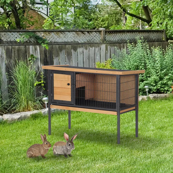 PawHut Elevated Outdoor Rabbit Hutch Wooden Pet House Bunny Cage with Removable Tray 36L x 17.75W x 27.5H Natural - product image 10