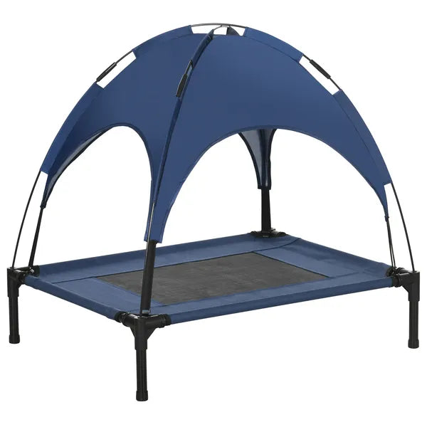 PawHut Elevated Portable Dog Cot Pet Bed with UV Protection Canopy Shade, 30 inch, Dark Blue - product image 11