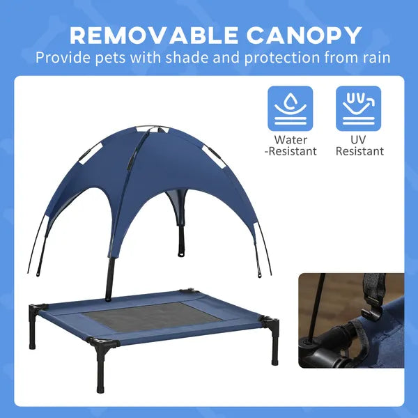 PawHut Elevated Portable Dog Cot Pet Bed with UV Protection Canopy Shade, 30 inch, Dark Blue - product image 6