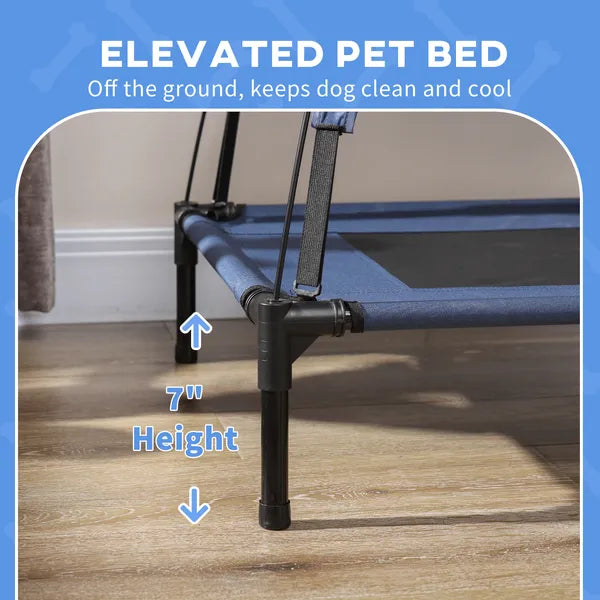 PawHut Elevated Portable Dog Cot Pet Bed with UV Protection Canopy Shade, 30 inch, Dark Blue - product image 7