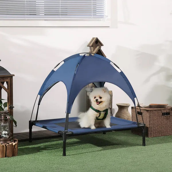 PawHut Elevated Portable Dog Cot Pet Bed with UV Protection Canopy Shade, 30 inch, Dark Blue - product image 10