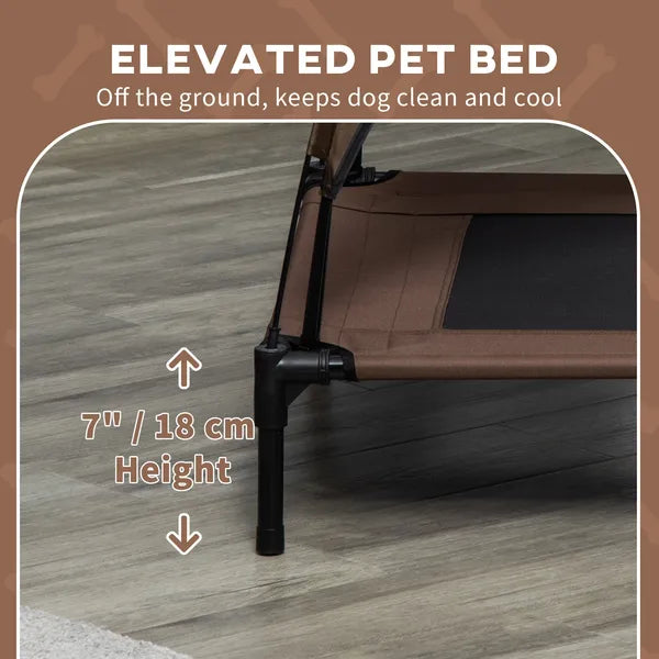 PawHut Elevated Portable Dog Cot Pet Bed with UV Protection Canopy Shade, 36 inch, Coffee - product image 7