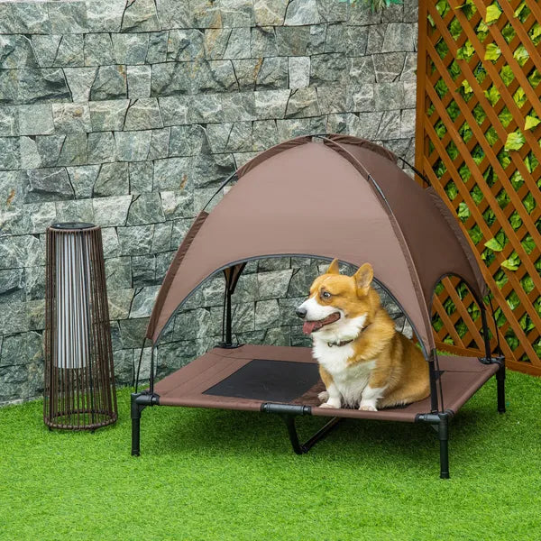 PawHut Elevated Portable Dog Cot Pet Bed with UV Protection Canopy Shade, 36 inch, Coffee - product image 10