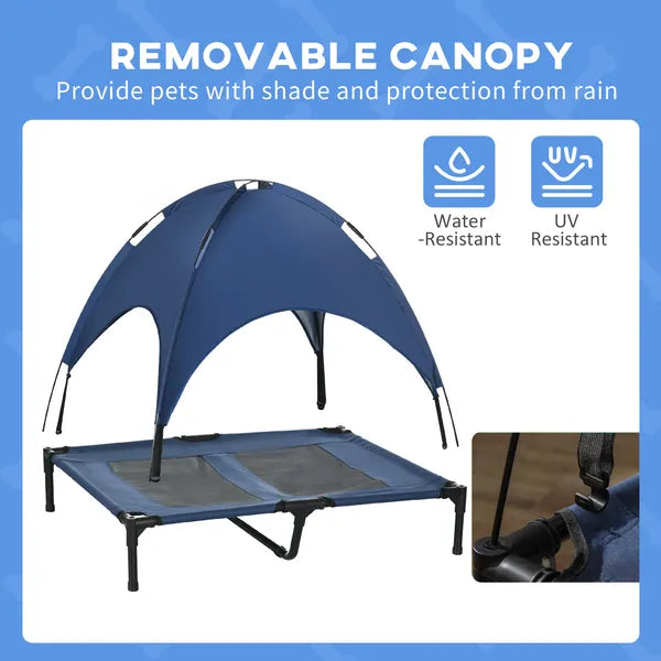 Elevated Portable Dog Cot Pet Bed with UV Protection Canopy Shade, 36 inch, Dark Blue - product image 6