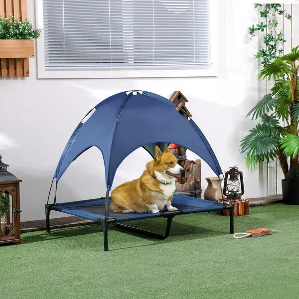 Elevated Portable Dog Cot Pet Bed with UV Protection Canopy Shade, 36 inch, Dark Blue - product image 10