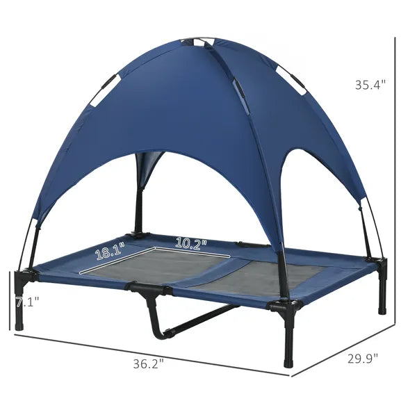 Elevated Portable Dog Cot Pet Bed with UV Protection Canopy Shade, 36 inch, Dark Blue - product image 3