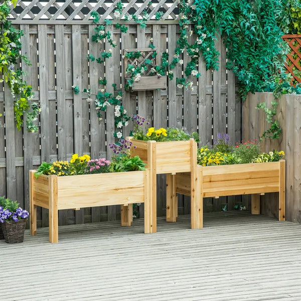 Outsunny Elevated Wood Planter Box Set of 3 Raised Garden Bed with Legs Liner for Vegetables Herbs Flowers Backyard Patio - product image 10