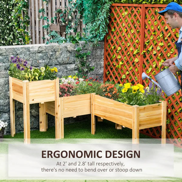 Outsunny Elevated Wood Planter Box Set of 3 Raised Garden Bed with Legs Liner for Vegetables Herbs Flowers Backyard Patio - product image 5