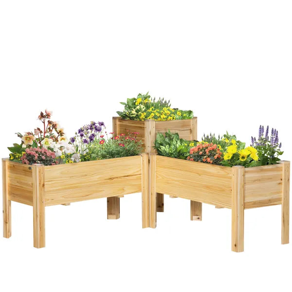 Outsunny Elevated Wood Planter Box Set of 3 Raised Garden Bed with Legs Liner for Vegetables Herbs Flowers Backyard Patio - product image 11