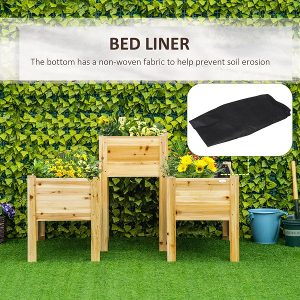 Outsunny Elevated Wood Planter Box Set of 3 Raised Garden Bed with Legs Liner for Vegetables Herbs Flowers Backyard Patio - product image 7