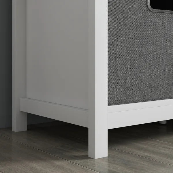 Entryway Bench with Cushioned Seat 2 Drawers White Adjustable Shelf - product image 9