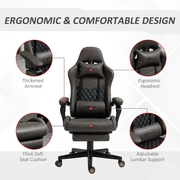 Vinsetto Ergonomic High Back Brown Office Chair Adjustable Swivel Recliner Lumbar Support - product image 8