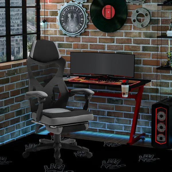 Ergonomic Mesh Office Chair, High Back, Grey, Adjustable Recliner with Footrest and Wheels - product image 10