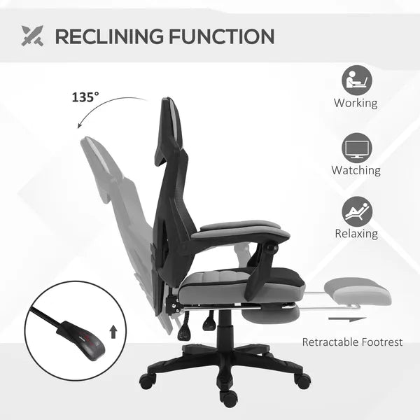 Ergonomic Mesh Office Chair, High Back, Grey, Adjustable Recliner with Footrest and Wheels - product image 5