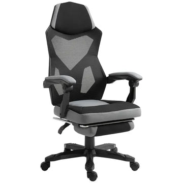 Ergonomic Mesh Office Chair, High Back, Grey, Adjustable Recliner with Footrest and Wheels - product image 1