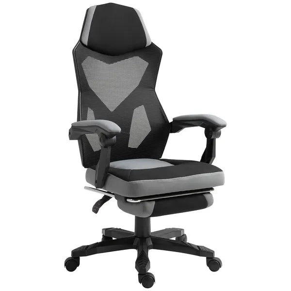 Ergonomic Mesh Office Chair, High Back, Grey, Adjustable Recliner with Footrest and Wheels - product image 1