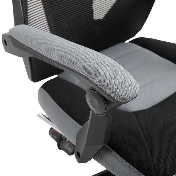 Ergonomic Mesh Office Chair, High Back, Grey, Adjustable Recliner with Footrest and Wheels - product image 15