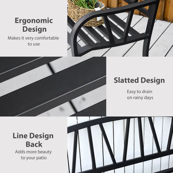 Ergonomic Metal Garden Loveseat - 2-Seater Decorative Outdoor Patio Bench with Backrest and Armrests - product image 5
