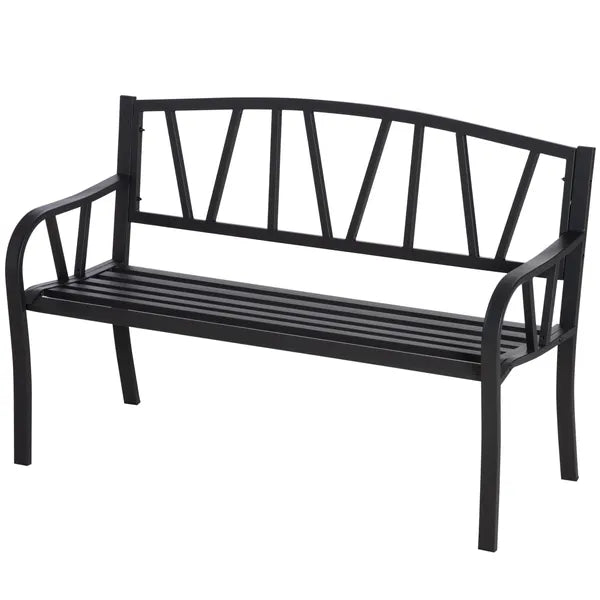 Ergonomic Metal Garden Loveseat - 2-Seater Decorative Outdoor Patio Bench with Backrest and Armrests - product image 11