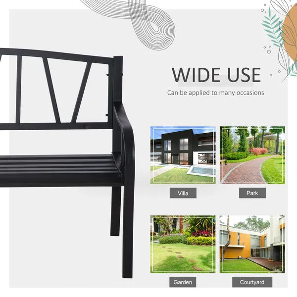 Ergonomic Metal Garden Loveseat - 2-Seater Decorative Outdoor Patio Bench with Backrest and Armrests - product image 6