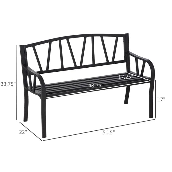 Ergonomic Metal Garden Loveseat - 2-Seater Decorative Outdoor Patio Bench with Backrest and Armrests - product image 3