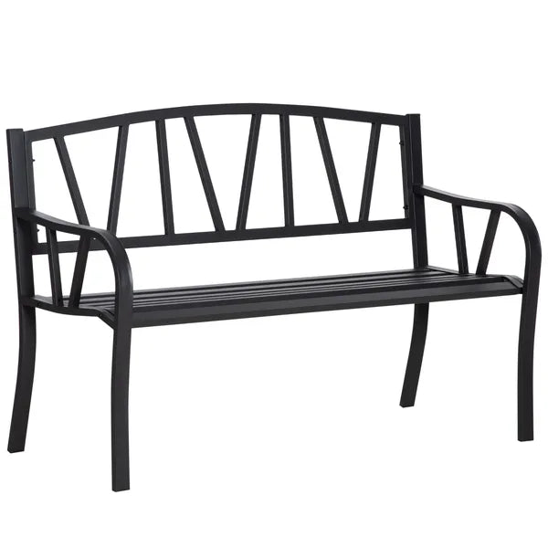 Ergonomic Metal Garden Loveseat - 2-Seater Decorative Outdoor Patio Bench with Backrest and Armrests - product image 1