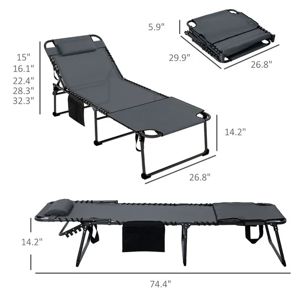 Ergonomic Recliners for Poolside 5-Level Gray Loungers with Reading Hole and Side Stash for - product image 3
