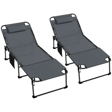 Ergonomic Recliners for Poolside 5-Level Gray Loungers with Reading Hole and Side Stash for - product image 1