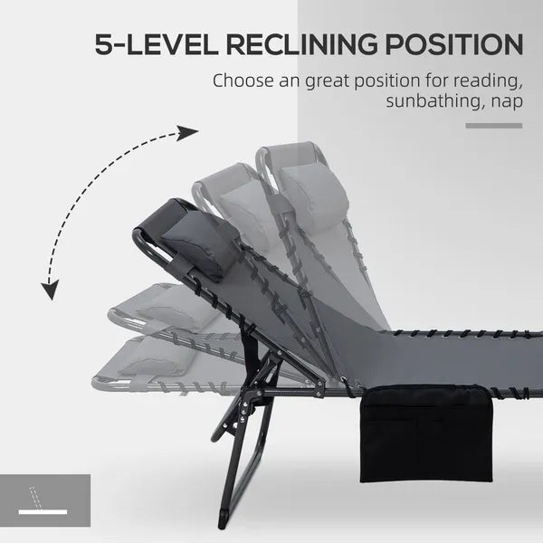 Ergonomic Recliners for Poolside 5-Level Gray Loungers with Reading Hole and Side Stash for - product image 6