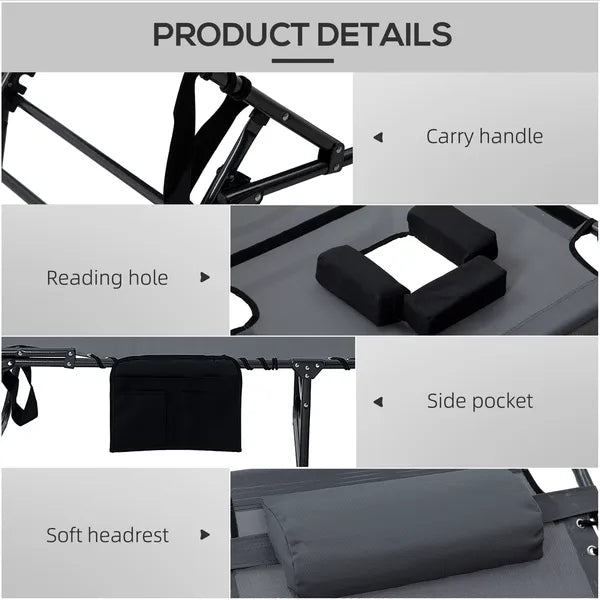 Ergonomic Recliners for Poolside 5-Level Gray Loungers with Reading Hole and Side Stash for - product image 5
