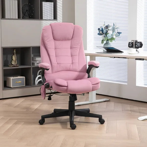 HOMCOM Executive Heated Massage Office Chair, 6 Vibrating Points, Velvet Massage Office Chair, Pink - product image 2