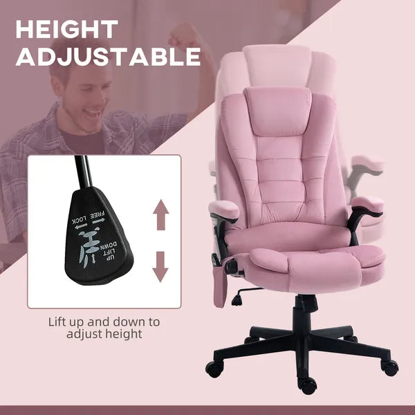HOMCOM Executive Heated Massage Office Chair, 6 Vibrating Points, Velvet Massage Office Chair, Pink - product image 5