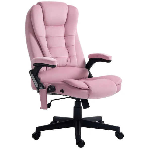 HOMCOM Executive Heated Massage Office Chair, 6 Vibrating Points, Velvet Massage Office Chair, Pink - product image 10