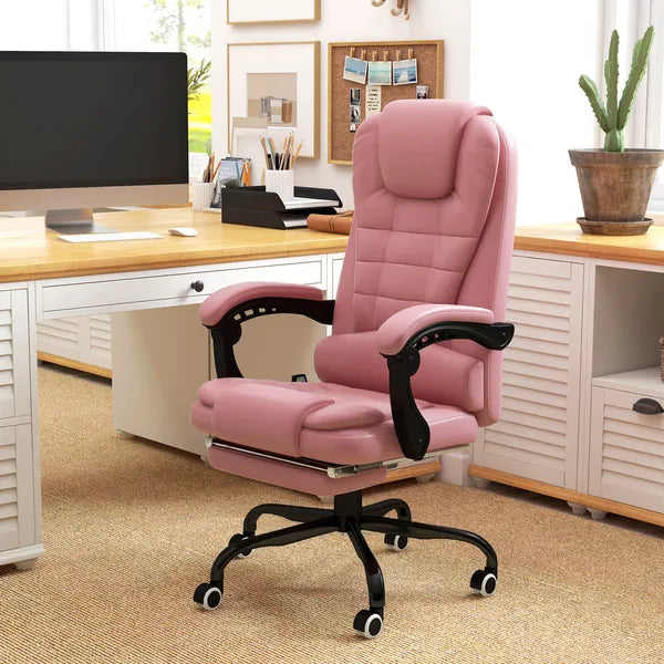 Executive High Back Office Chair with Massage Function Reclining Pink Adjustable - product image 2
