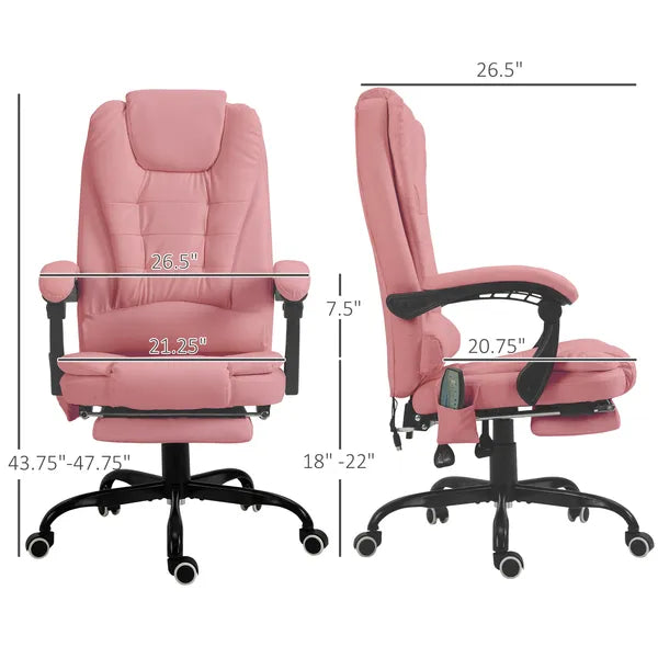 Executive High Back Office Chair with Massage Function Reclining Pink Adjustable - product image 3
