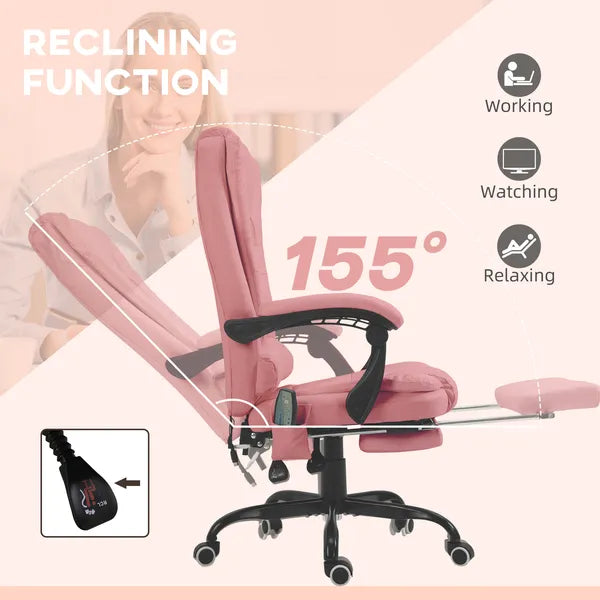 Executive High Back Office Chair with Massage Function Reclining Pink Adjustable - product image 5