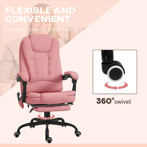 Executive High Back Office Chair with Massage Function Reclining Pink Adjustable - product image 7