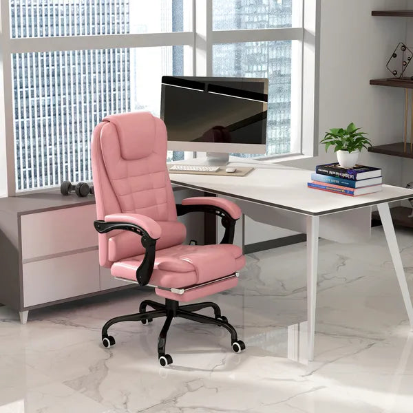 Executive High Back Office Chair with Massage Function Reclining Pink Adjustable - product image 10