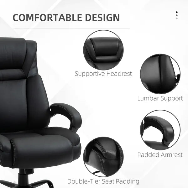 Executive Office Chair Big and Tall 400lbs Wide Seat High Back PU Leather Black - product image 7