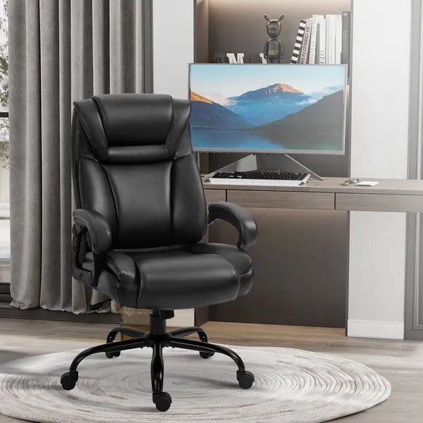 Executive Office Chair Big and Tall 400lbs Wide Seat High Back PU Leather Black - product image 2