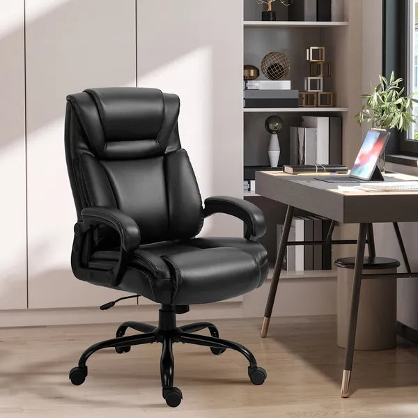 Executive Office Chair Big and Tall 400lbs Wide Seat High Back PU Leather Black - product image 9